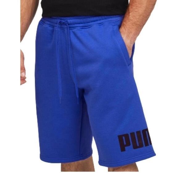 Puma Men's Big Fleece Logo 10in Shorts Royal Sapphire/Blk/Wht-Short - Picture 6 of 13